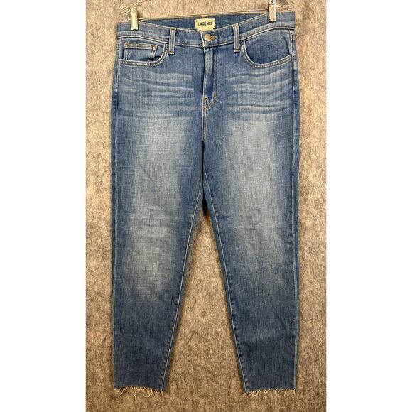 L'AGENCE El Matador High Rise Raw Hem Slim Fit Size 30 Stretch Blue Jeans EUC - Picture 1 of 9